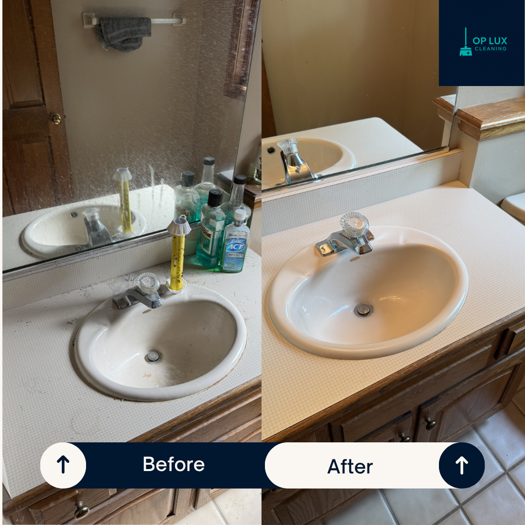OP LUX deep cleaning before and after &ndash; bathroom vanity