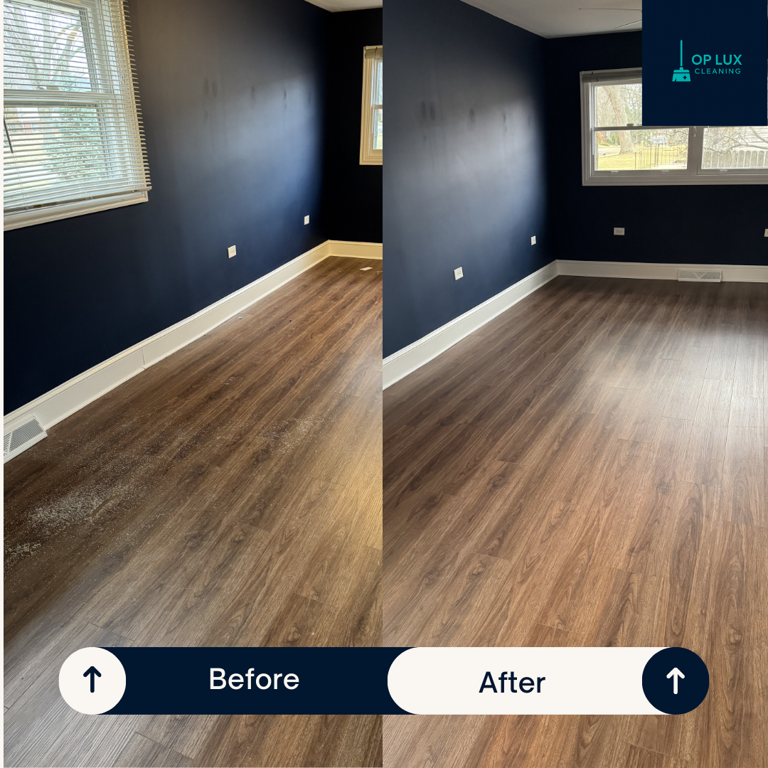 OP LUX move-out cleaning before and after &ndash; floors and baseboards