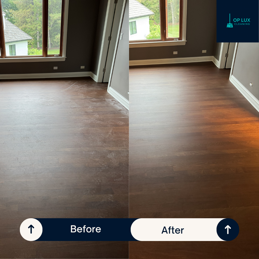 OP LUX move-out cleaning before and after &ndash; hardwood floors