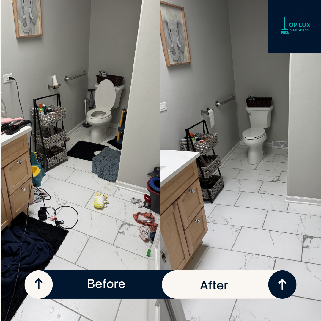 OP LUX cleaning before and after &ndash; bathroom
